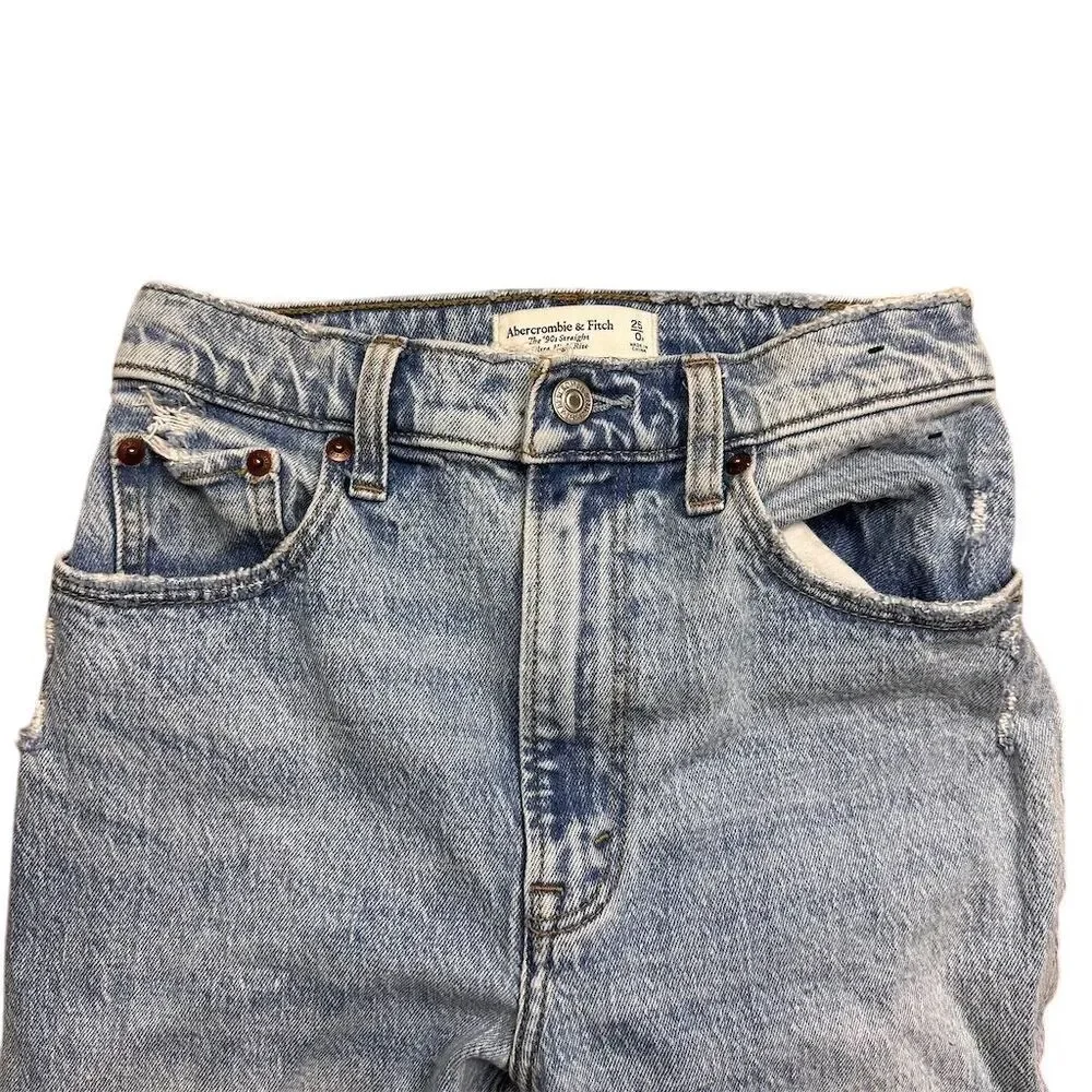 Abercrombie & Fitch Women's Curve Love 90s Straight Ultra High Rise Jeans Size 0 - Picture 8 of 10
